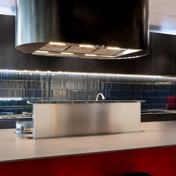 Qasair Stadium rangehood installation at Winning Appliances Crows Nest showroom